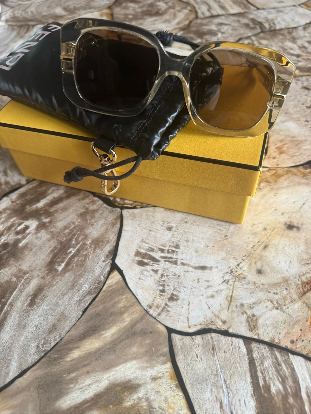 Fendi Transparent Crystal Frame Sunglasses with Brown Lenses